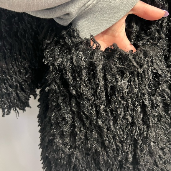 Smythe Black Shag Oversized Throw Coat w Pockets - Size Large - Picture 2 of 6